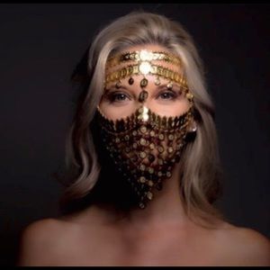 🔥Gold Coin Face Veil🔥 Great for Burning Man!!!